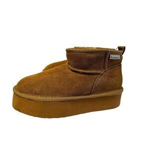 Bearpaw Womens Shalini Retro Shorty Suede Platform Ankle Boot Hickory Sz 9 EUC